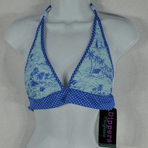 Dippers California Swimwear Top Only Size S Blue NWT